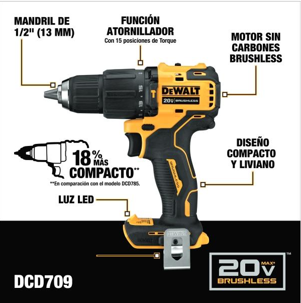 JUEGO DE TALADRO PERCUTOR/ ATORNILLADOR DEWALT 6 PIEZAS